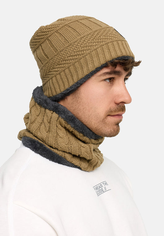 Indicode Men's Siracusa Winter Set Hat & Scarf with Fleece Lining (Teddyfleece)