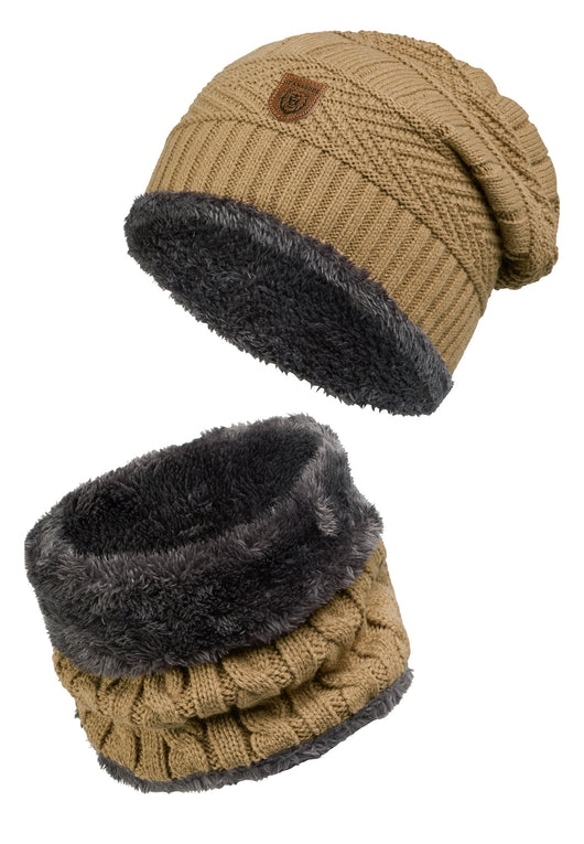 Indicode Men's Siracusa Winter Set Hat & Scarf with Fleece Lining (Teddyfleece)
