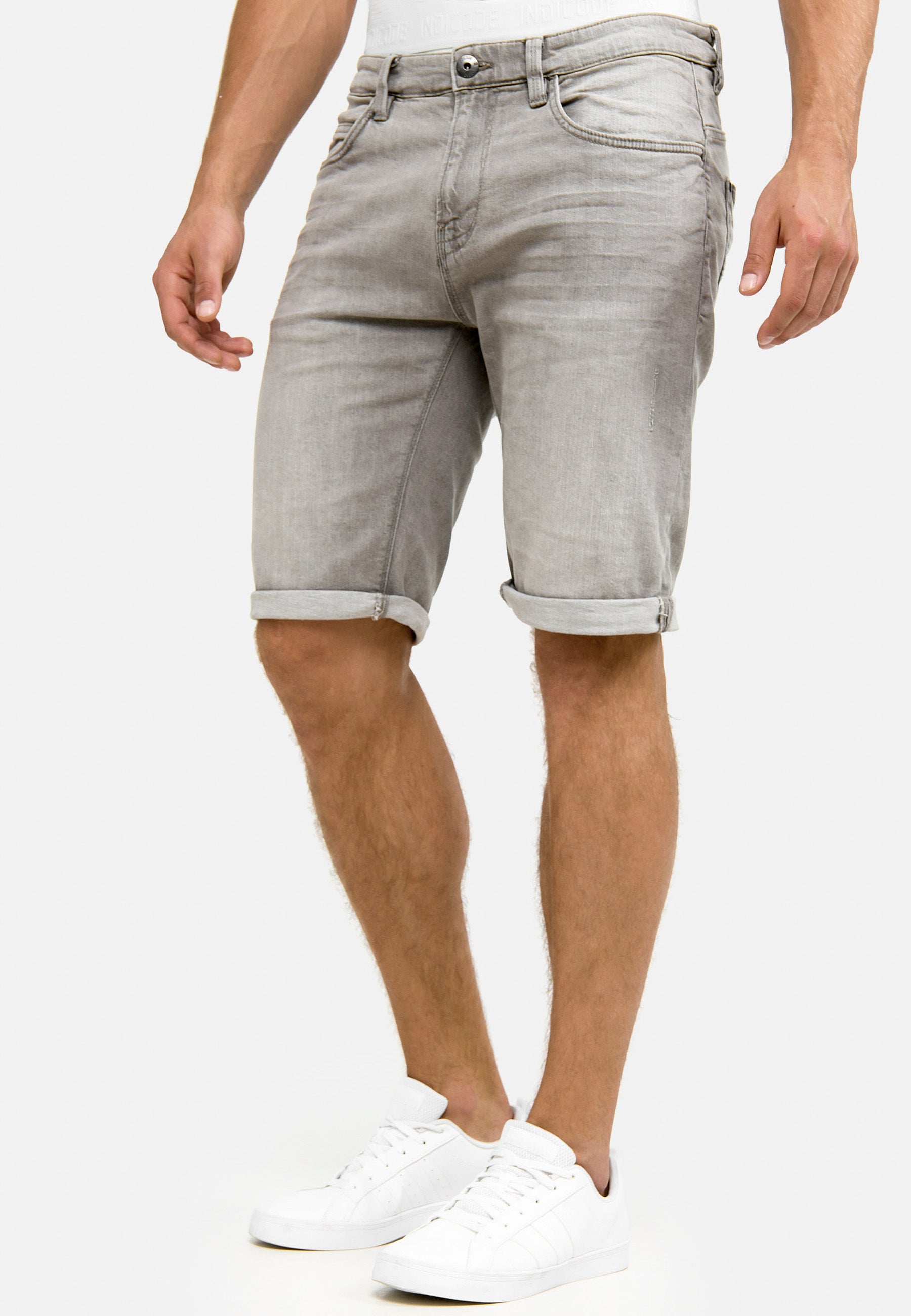 Indicode Men's Caden Jeans Shorts with 5 pockets made of 98% cotton