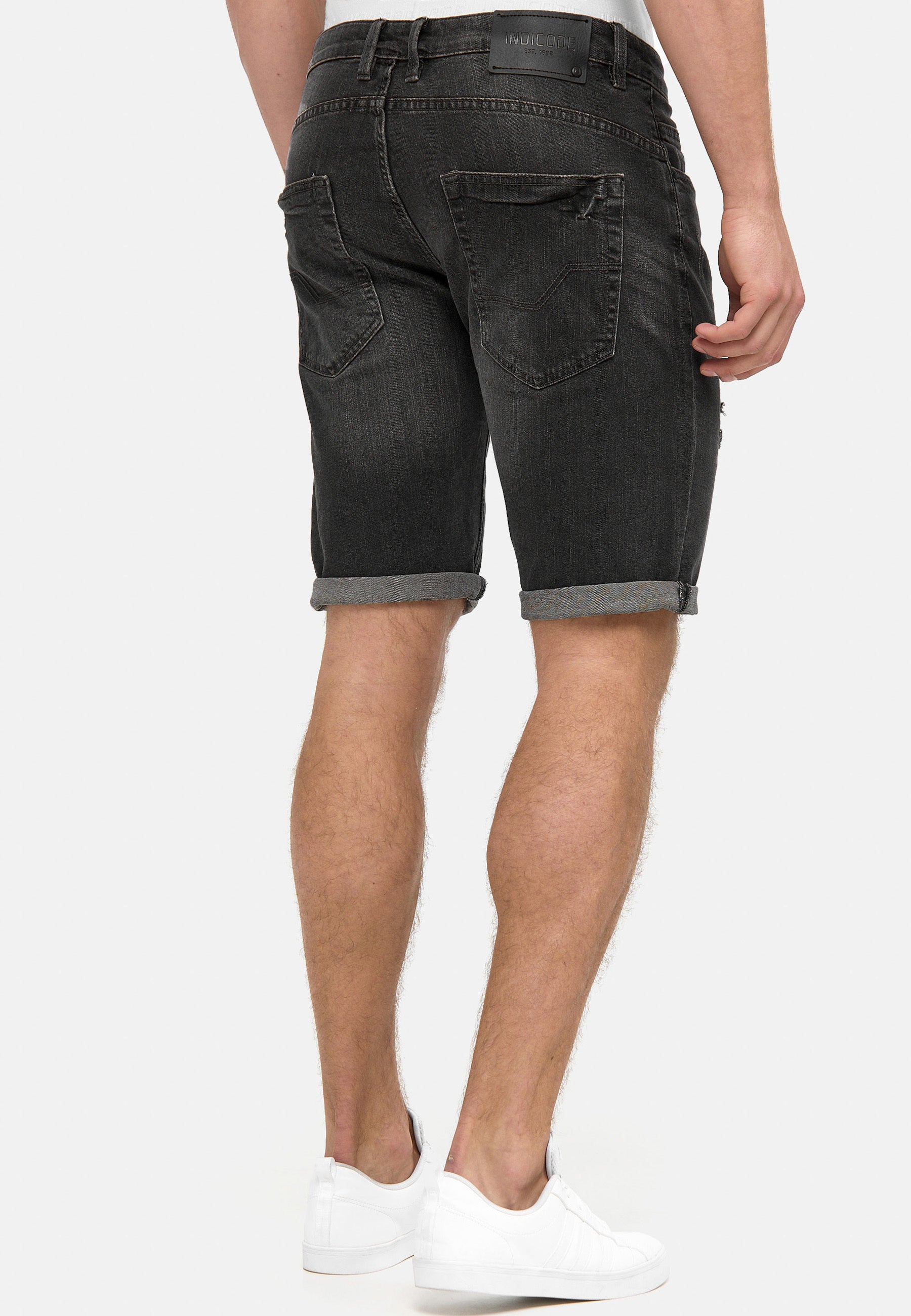 Indicode Men's Caden Jeans Shorts with 5 pockets made of 98% cotton