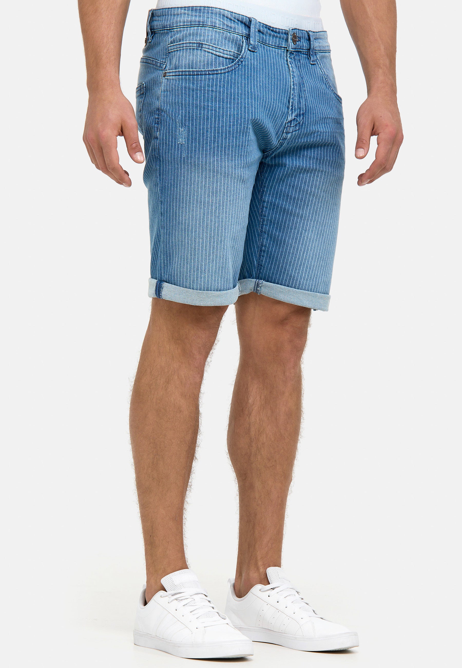 Indicode Men's Caden Jeans Shorts with 5 pockets made of 98% cotton
