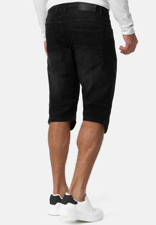 Indicode Herren Jaspar Jeans Shorts mit 5 Taschen aus 98% Baumwolle knielang - INDICODE