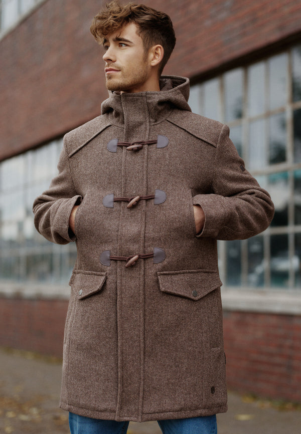 Indicode Men's Liam Duffle Coat with stand-up collar and hood