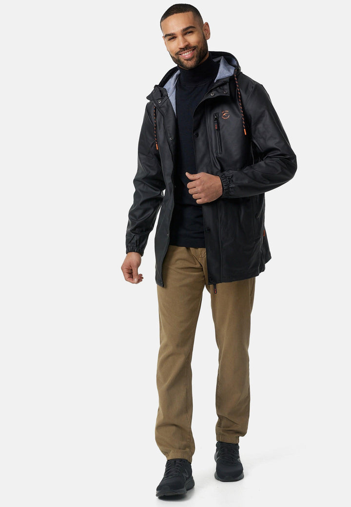 Indicode Herren Malmoe Regenjacke mit Kapuze lange wasserdichte Segeljacke - INDICODE