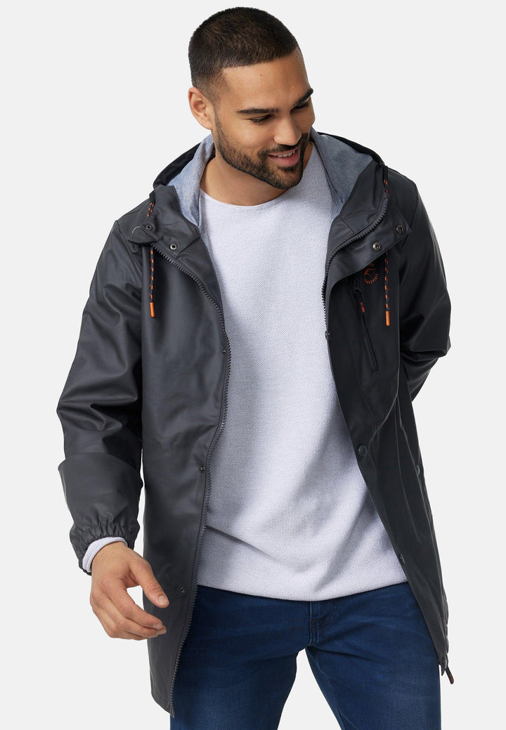 Indicode Herren Malmoe Regenjacke mit Kapuze lange wasserdichte Segeljacke - INDICODE