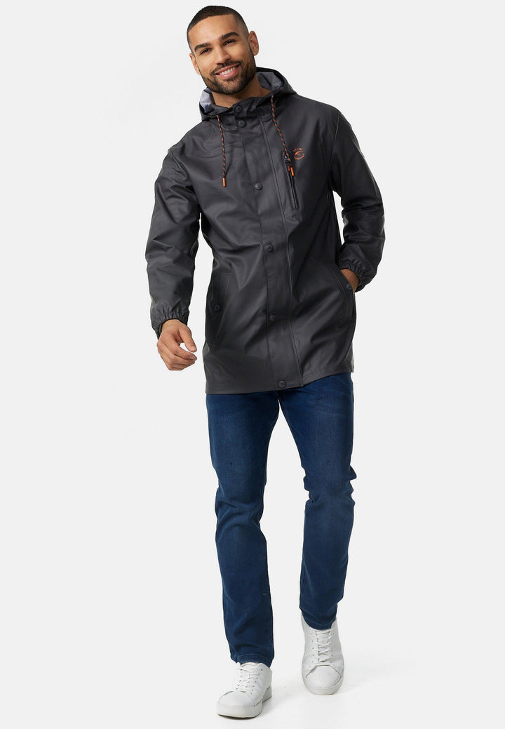 Indicode Herren Malmoe Regenjacke mit Kapuze lange wasserdichte Segeljacke - INDICODE