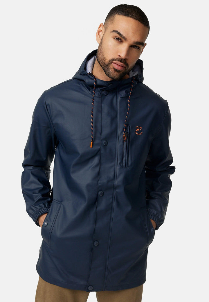 Indicode Herren Malmoe Regenjacke mit Kapuze lange wasserdichte Segeljacke - INDICODE