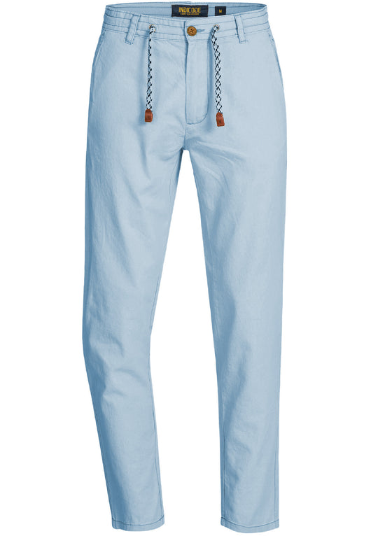 Indicode men's Veneto trousers made of 55% linen & 45% cotton with 4 pockets