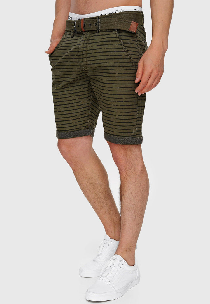 Indicode Herren Arroyo Shorts mit Gürtel aus 98% Baumwolle - INDICODE
