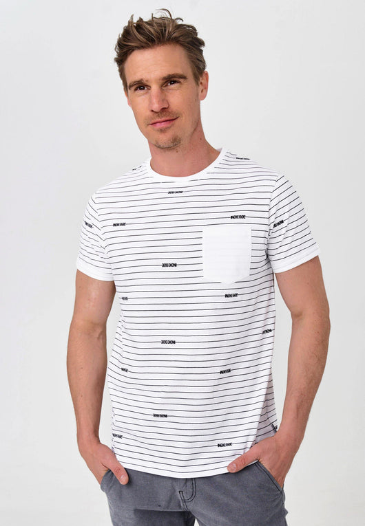 Indicode Men's Ortega T-shirt with a round neck and breast pocket made of 100% cotton