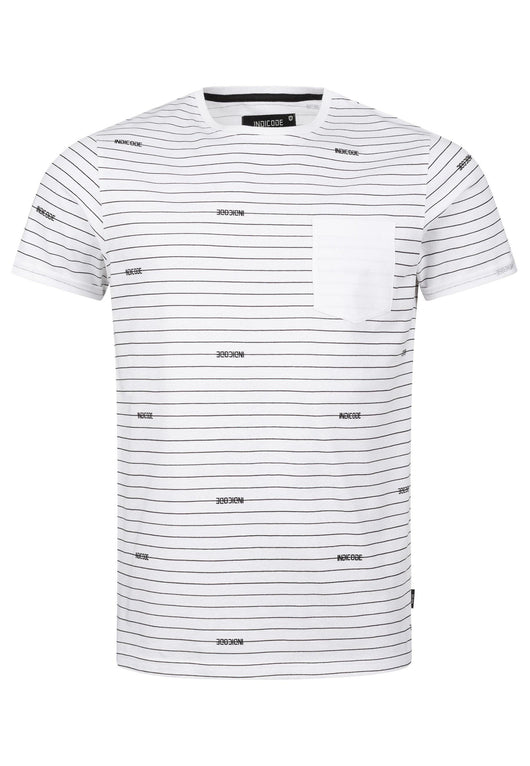 Indicode Men's Ortega T-shirt with a round neck and breast pocket made of 100% cotton