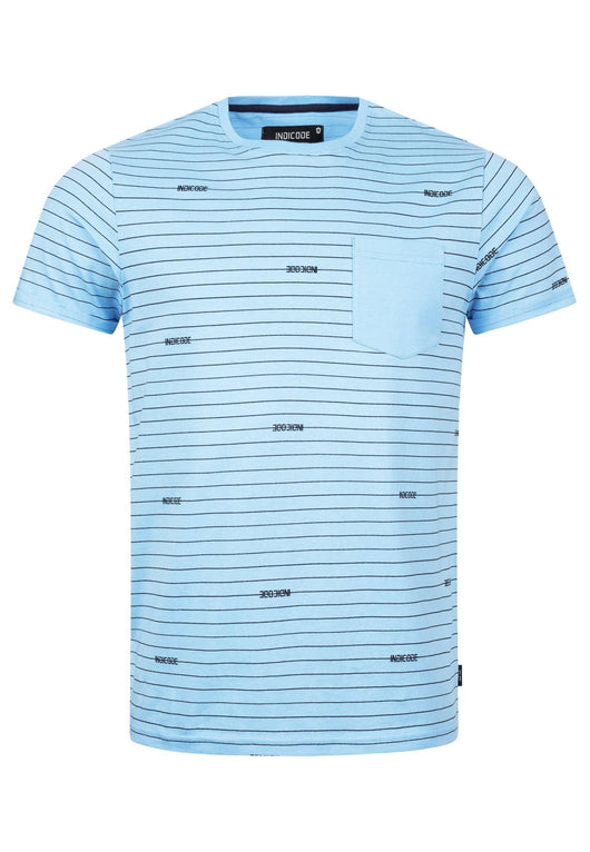 Indicode Men's Ortega T-shirt with a round neck and breast pocket made of 100% cotton