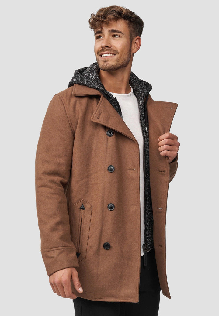 Indicode Herren Cliff Kurzmantel aus hochwertiger Wollmischung mit Stehkragen - INDICODE