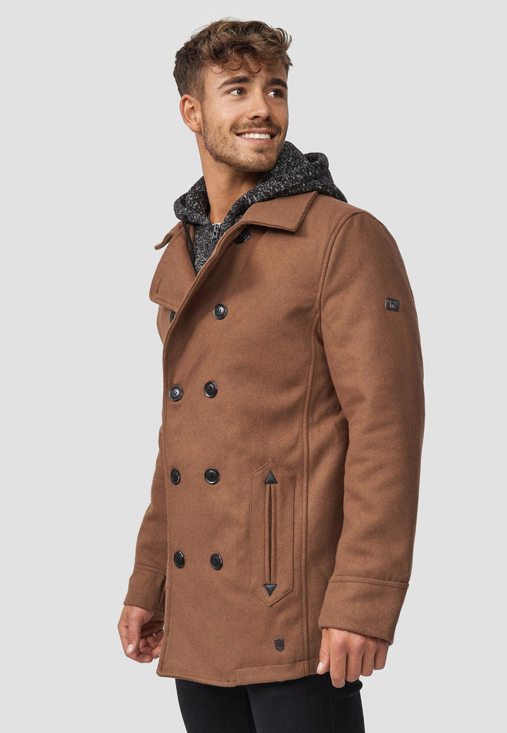 Indicode Herren Cliff Kurzmantel aus hochwertiger Wollmischung mit Stehkragen - INDICODE