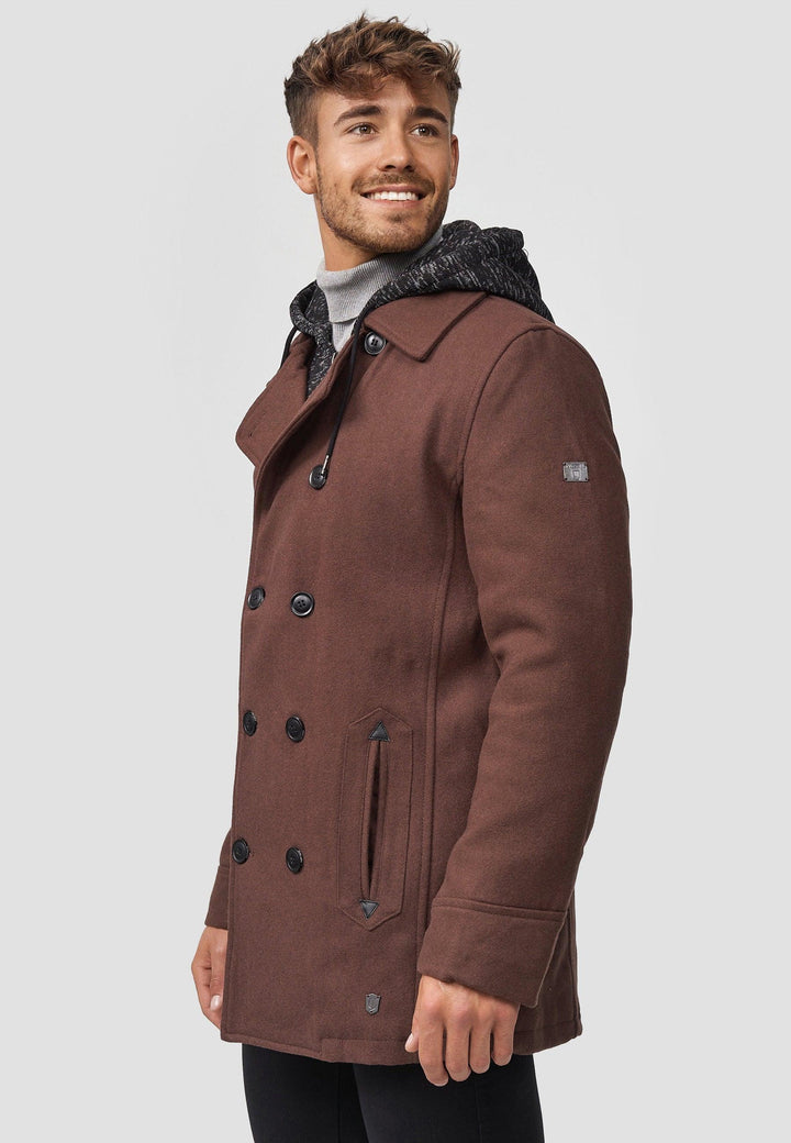 Indicode Herren Cliff Kurzmantel aus hochwertiger Wollmischung mit Stehkragen - INDICODE
