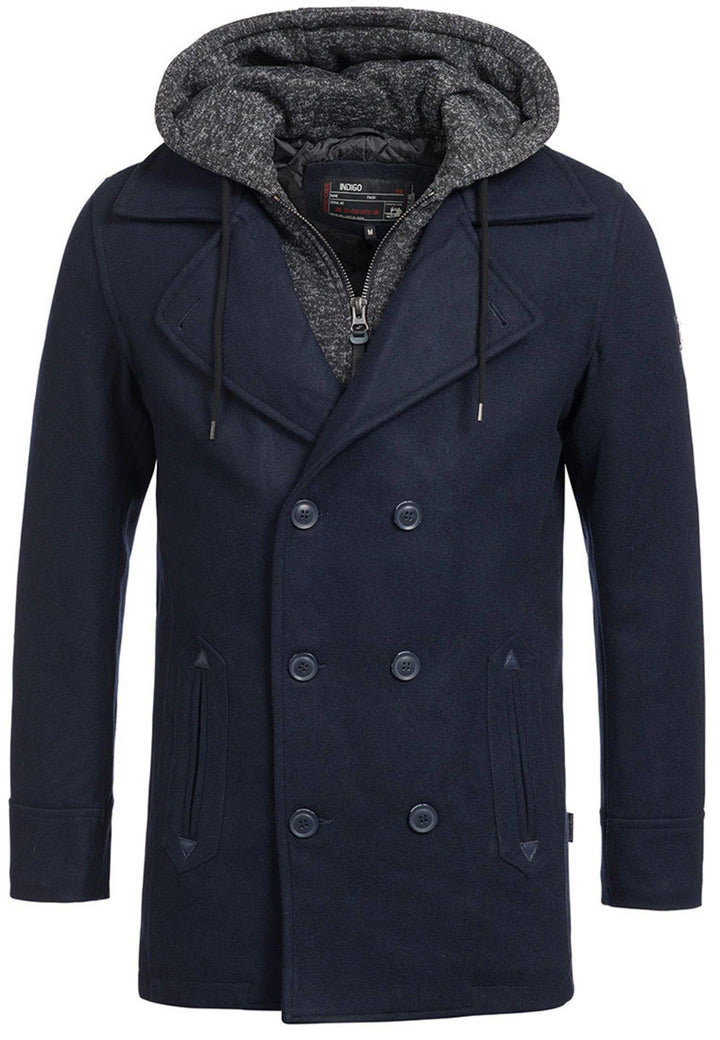 Indicode Herren Cliff Kurzmantel aus hochwertiger Wollmischung mit Stehkragen - INDICODE