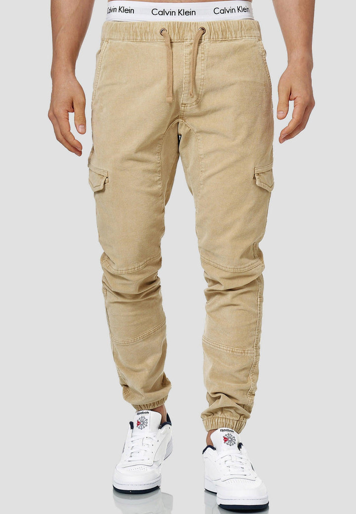 Indicode Herren Walker Cargohose aus 98% Baumwolle (Cord-Stretch) - INDICODE