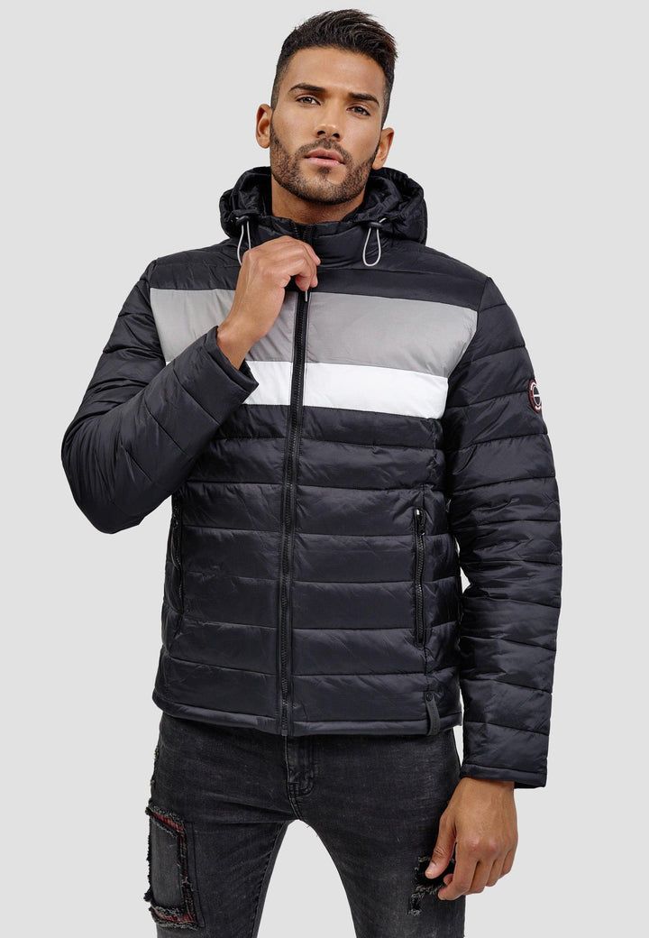Indicode Herren Hampshire Steppjacke in Daunenjacken-Optik mit abnehmbarer Kapuze - INDICODE