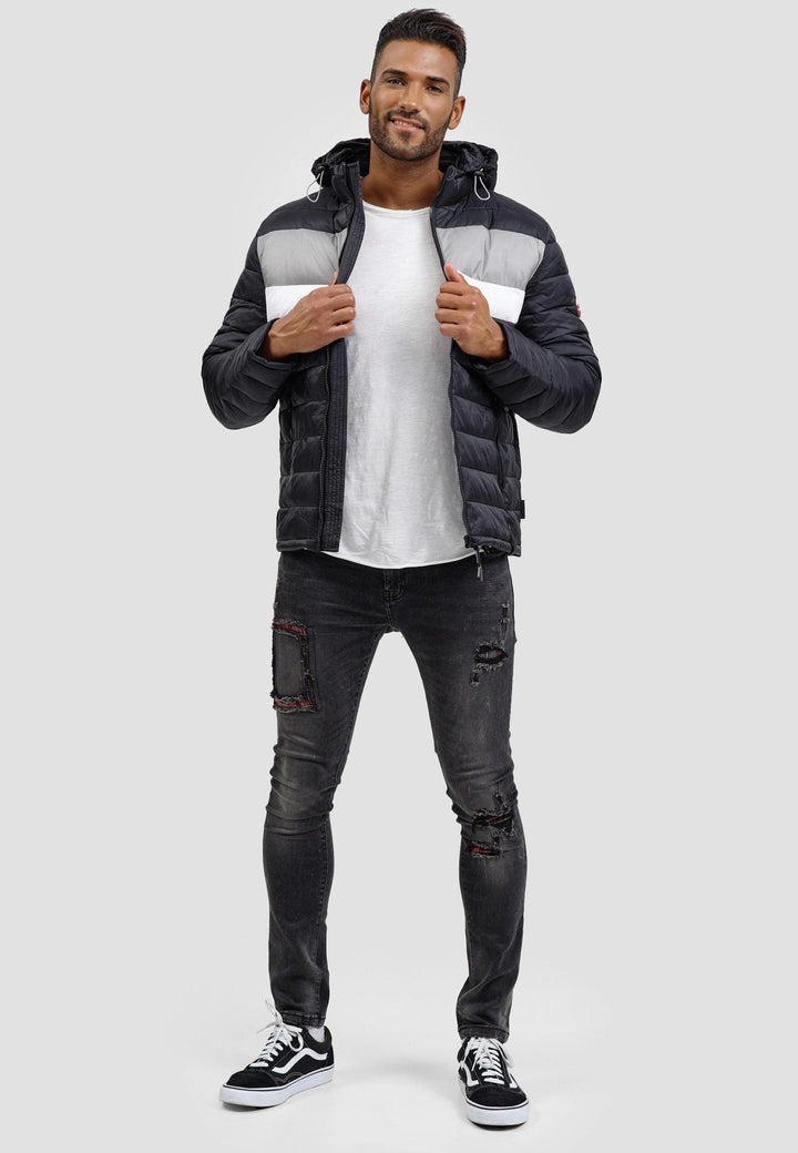 Indicode Herren Hampshire Steppjacke in Daunenjacken-Optik mit abnehmbarer Kapuze - INDICODE