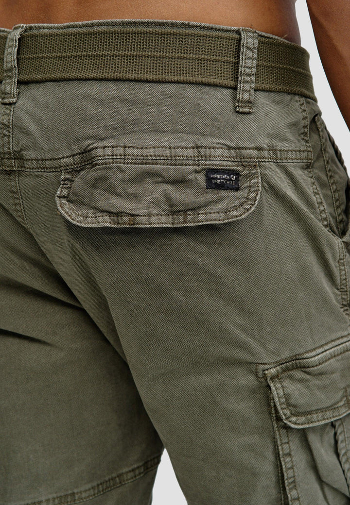 Indicode Herren Kerr Cargohose aus 98% Baumwolle inkl. Gürtel - INDICODE