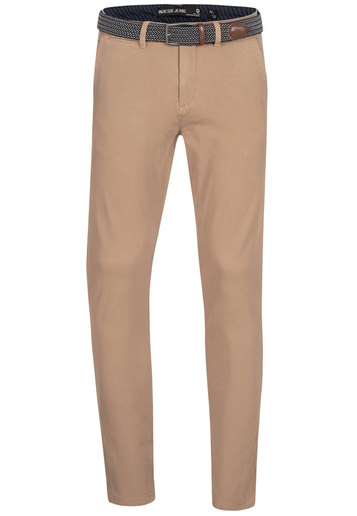 Indicode Herren Massy Super Stretch Chinohose aus Baumwolle inkl. Gürtel - INDICODE