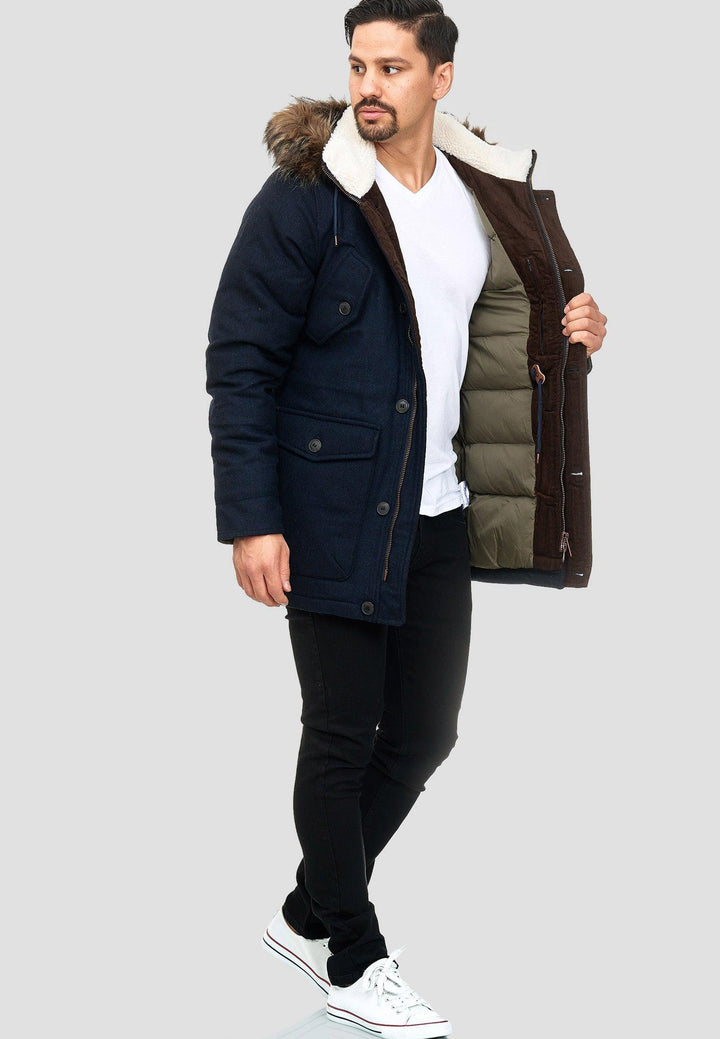 Indicode Herren Baynes Winterjacke mit Fell-Kapuze - INDICODE