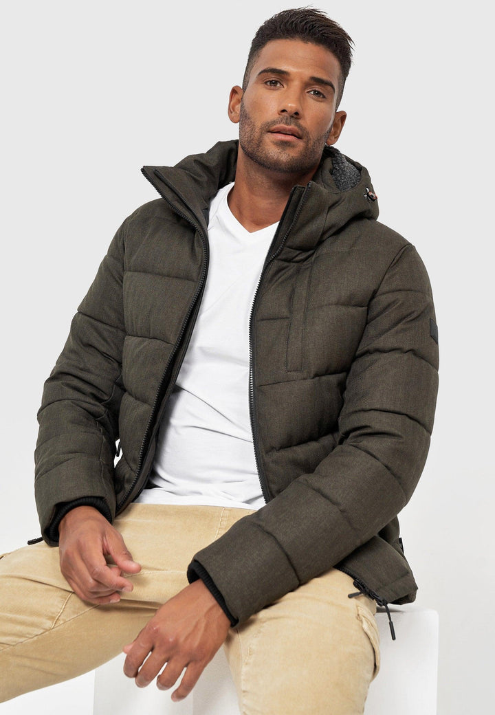 Indicode Herren Hebert Steppjacke in Daunenjacken-Optik mit Kapuze - INDICODE