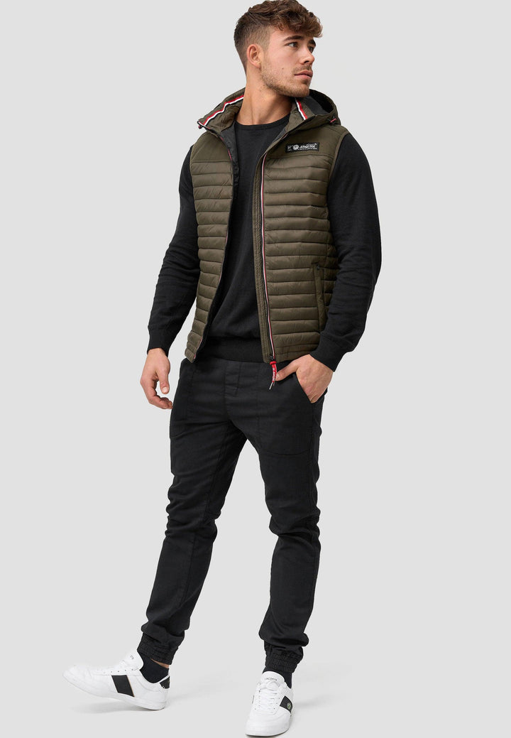 Indicode Herren Leach Steppweste mit Kapuze - INDICODE
