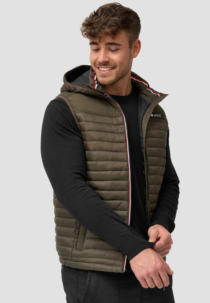 Indicode Herren Leach Steppweste mit Kapuze - INDICODE
