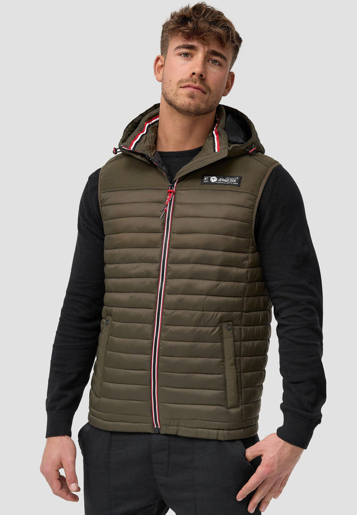 Indicode Herren Leach Steppweste mit Kapuze - INDICODE