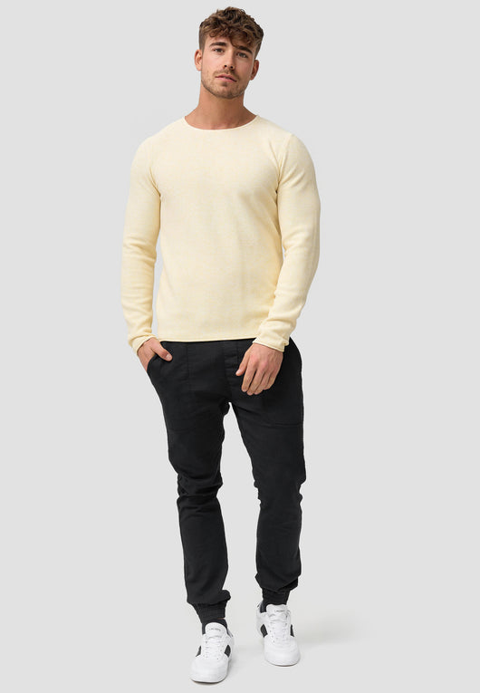 Indicode Men's Loakim Knit Jumper with Crew Neck & Roll Edge made from 100% Cotton