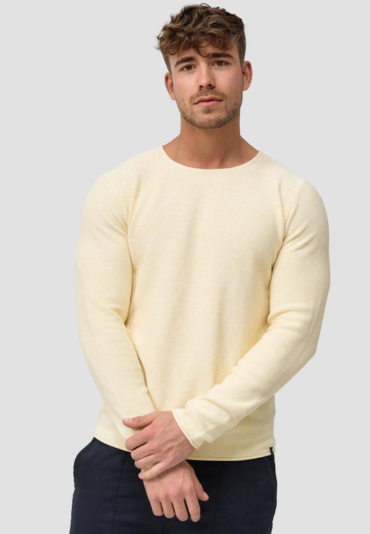 Indicode Men's Loakim Knit Jumper with Crew Neck & Roll Edge made from 100% Cotton