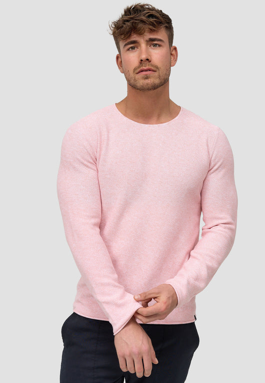 Indicode Men's Loakim Knit Jumper with Crew Neck & Roll Edge made from 100% Cotton