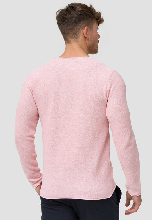 Indicode Men's Loakim Knit Jumper with Crew Neck & Roll Edge made from 100% Cotton