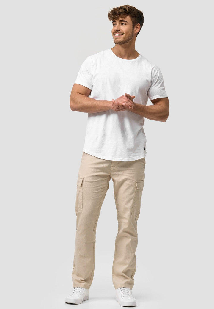 Indicode Herren Leonardo Cargohose aus 55% Leinen & 45% Baumwolle mit 6 Taschen - INDICODE