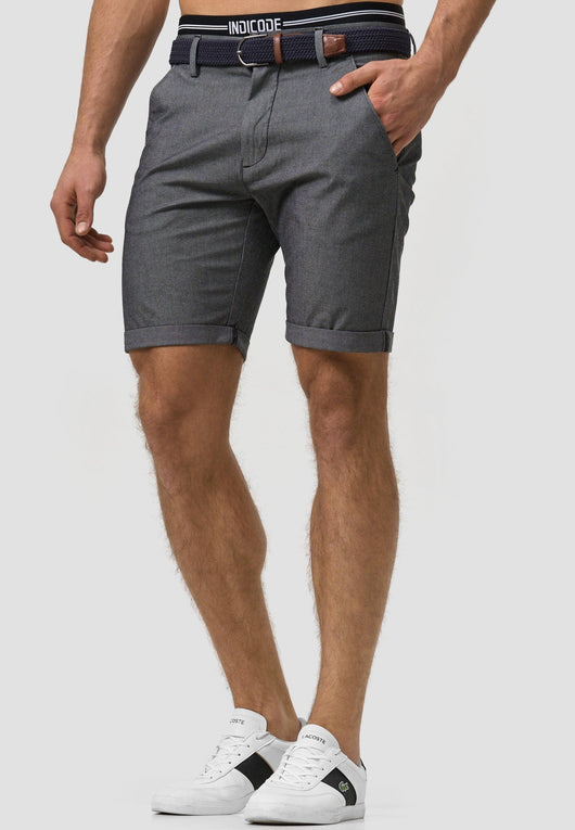 Indicode Herren Bryant Chino Shorts mit 4 Taschen inkl. Gürtel aus 98% Baumwolle