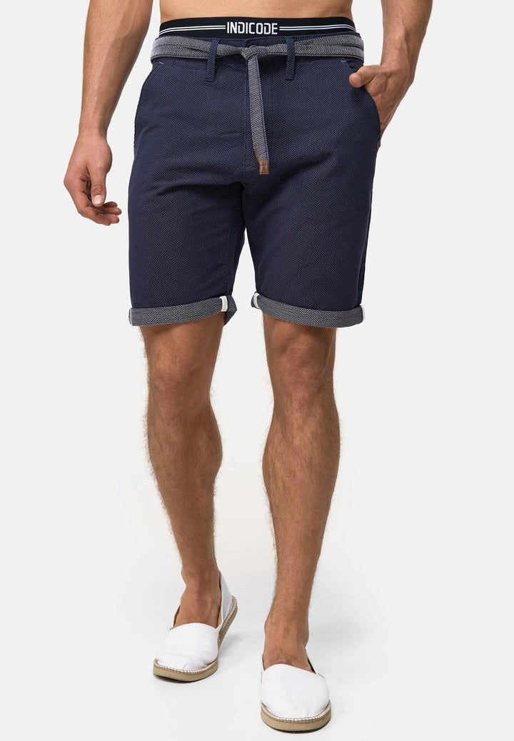 Indicode Herren Acton Chino Shorts mit Kordel-Gürtel aus 100% Baumwolle - INDICODE