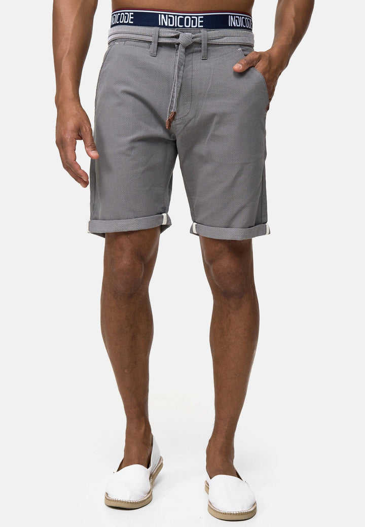 Indicode Herren Acton Chino Shorts mit Kordel-Gürtel aus 100% Baumwolle - INDICODE