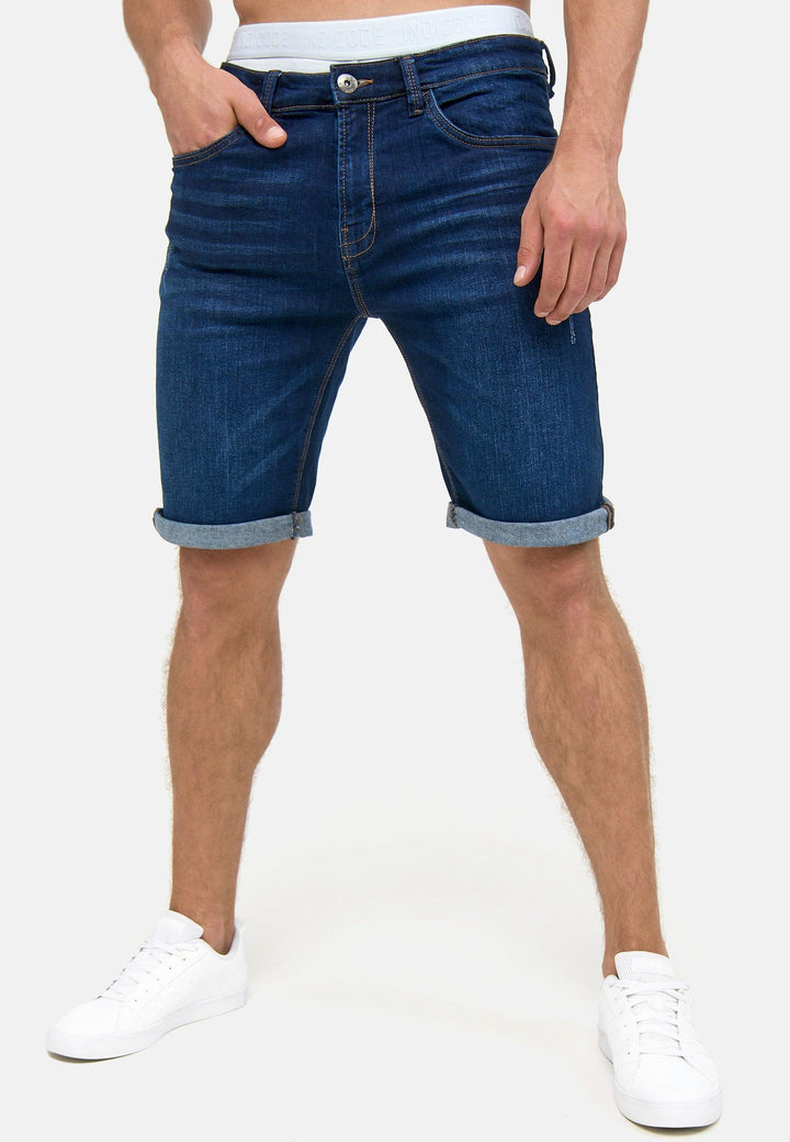 Indicode Herren Caden Jeans Shorts mit 5 Taschen aus 98% Baumwolle - INDICODE