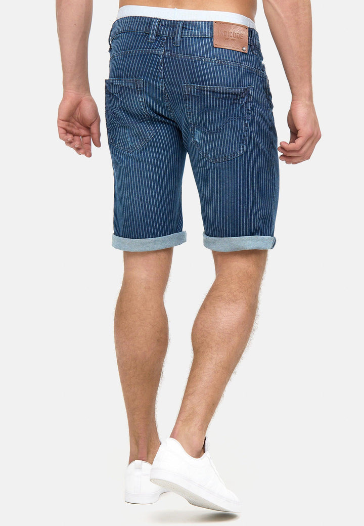 Indicode Herren Caden Jeans Shorts mit 5 Taschen aus 98% Baumwolle - INDICODE