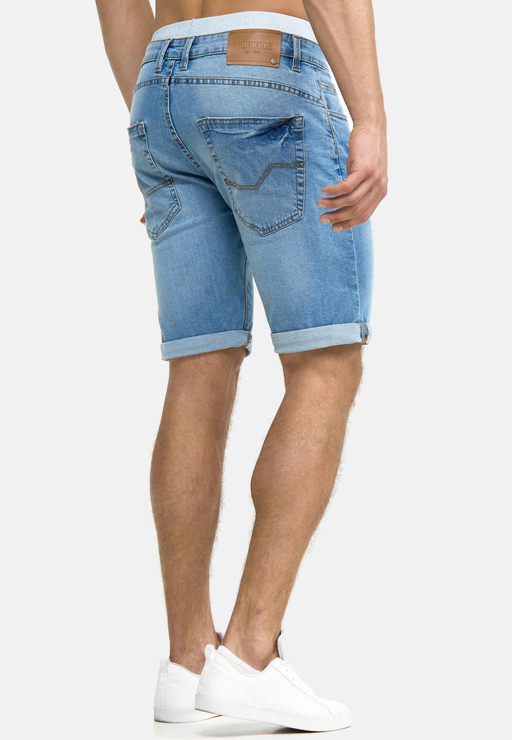 Indicode Herren Caden Jeans Shorts mit 5 Taschen aus 98% Baumwolle - INDICODE