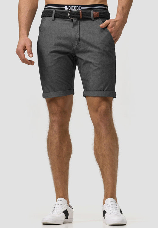 Indicode Herren Bryant Chino Shorts mit 4 Taschen inkl. Gürtel aus 98% Baumwolle