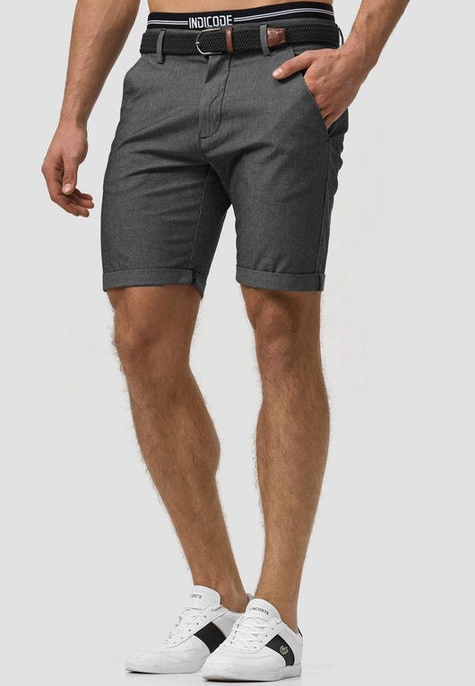 Indicode Herren Bryant Chino Shorts mit 4 Taschen inkl. Gürtel aus 98% Baumwolle