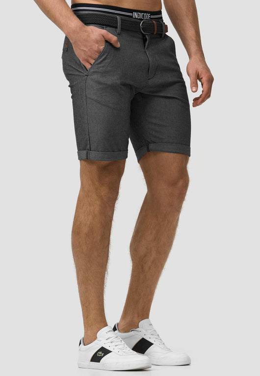 Indicode Herren Bryant Chino Shorts mit 4 Taschen inkl. Gürtel aus 98% Baumwolle