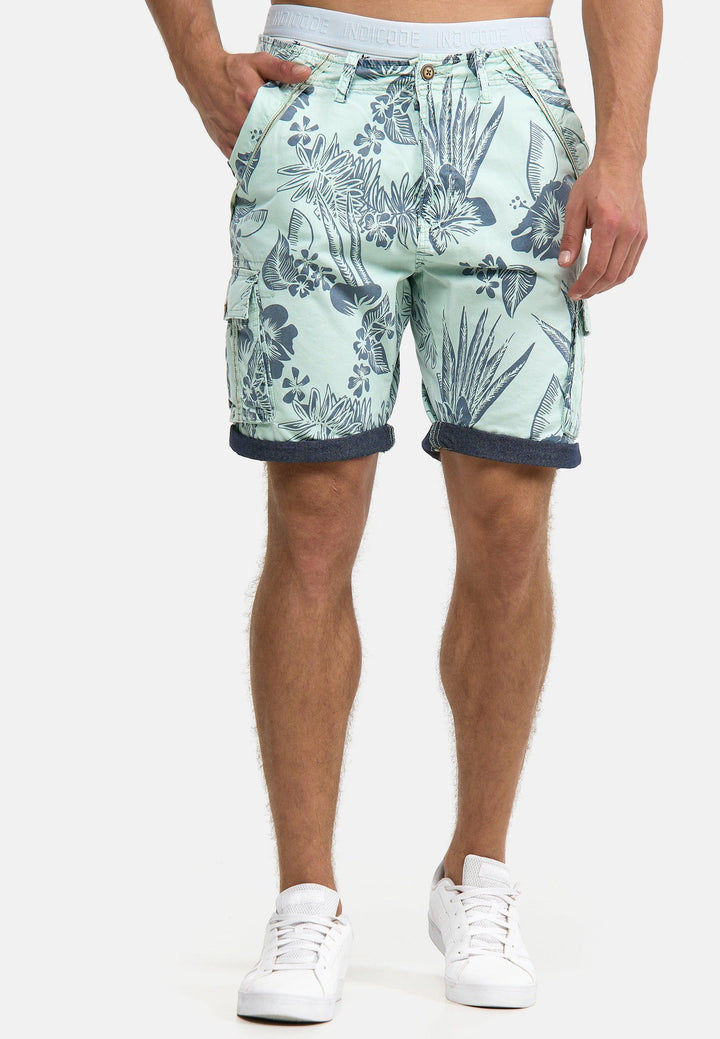 Indicode Herren Albert Cargo Shorts Hawaii mit 6 Taschen aus 100% Baumwolle - INDICODE