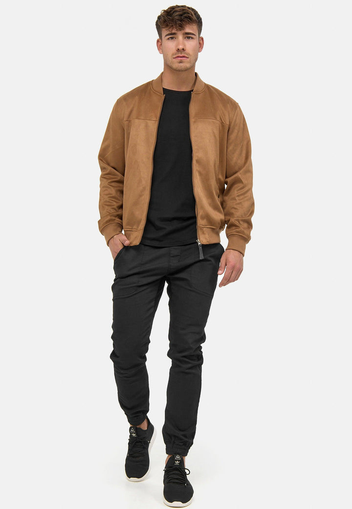 Indicode Herren Abbott Velours-Kunstleder Jacke mit Stehkragen - INDICODE