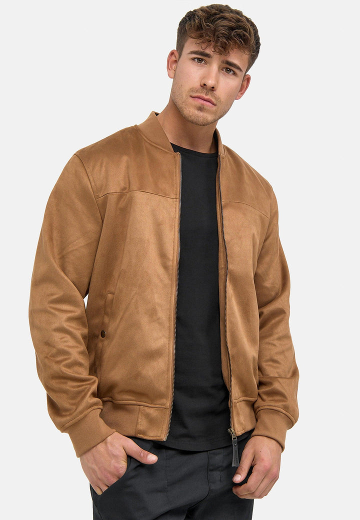 Indicode Herren Abbott Velours-Kunstleder Jacke mit Stehkragen - INDICODE
