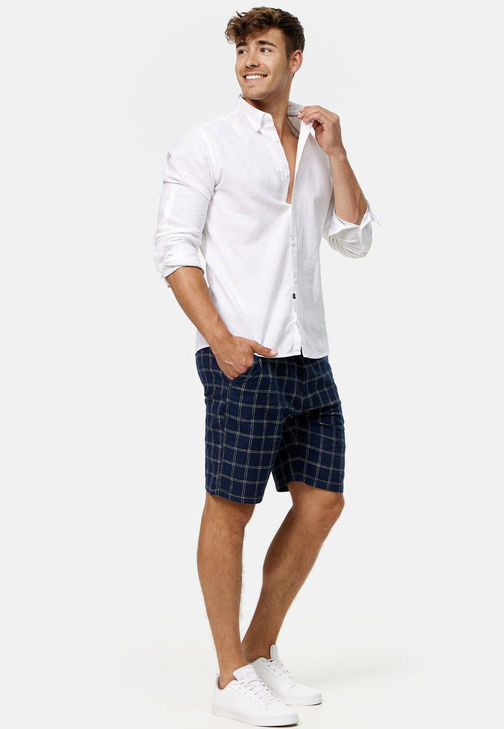 Indicode Herren Corvallis Chino Shorts mit 4 Taschen aus 55% Leinen