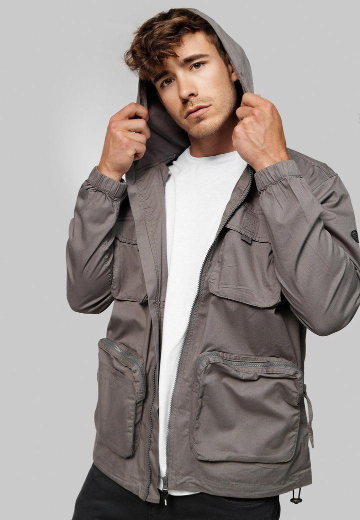 Indicode Herren Lordsburg Übergangsjacke mit 4 Taschen und Kapuze aus 98% Baumwolle - INDICODE