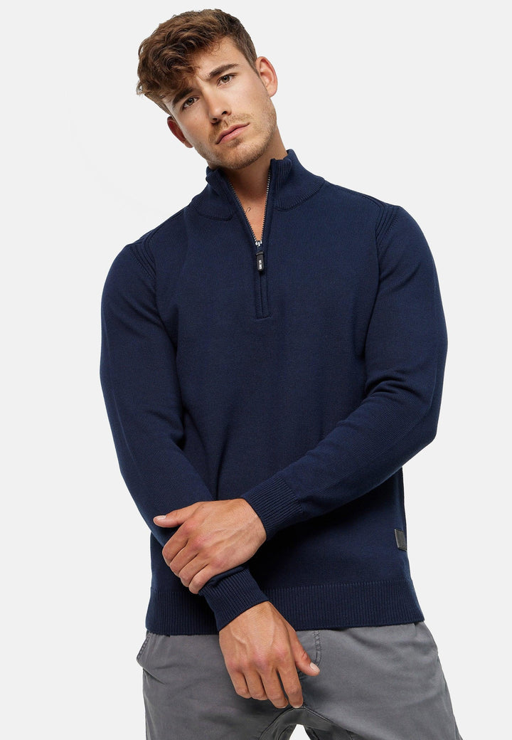 Indicode Herren Pointeau Strickpullover mit Stehkragen aus 80% Baumwolle - INDICODE
